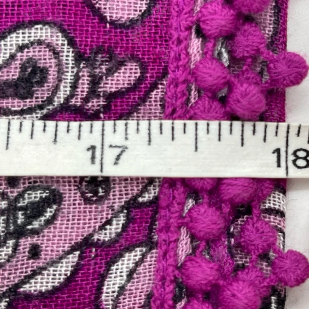 Disney Parks Hidden Mickey Mouse Rayon Fringe Fuchsia‎ Paisley Scarf 18.5
